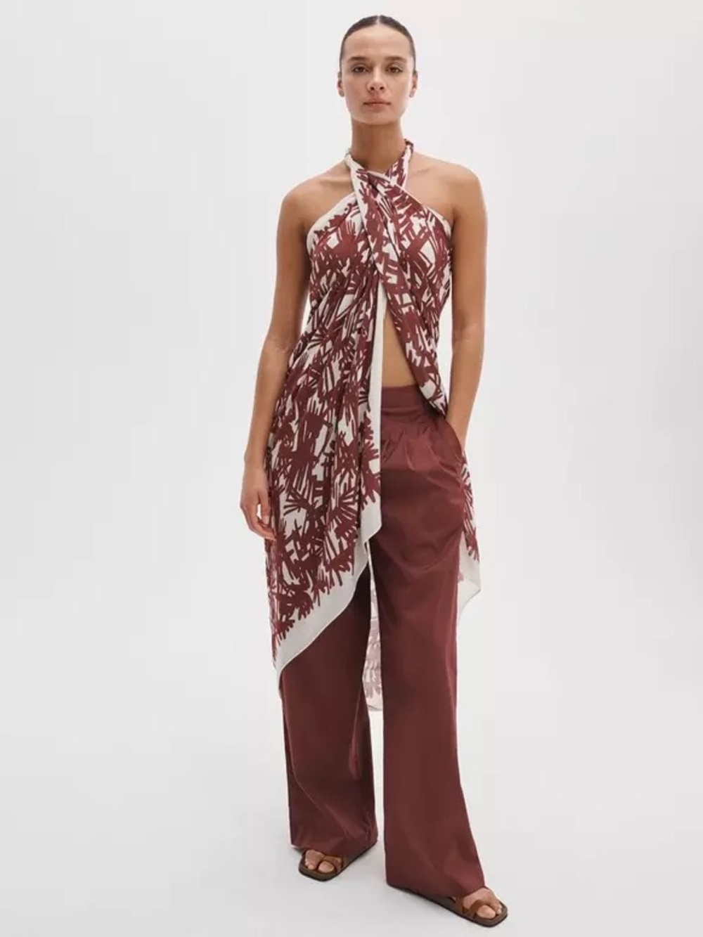 Rag & Bone Sally Sarong in Deep Plum Palm